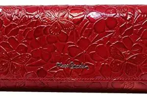 PIERRE CARDIN Portefeuille femme, beau, grand, espace, similcuir,cuir, cadeau, portefeuille avec porte-monnaie, porte-billets, portefeuille fille, rouge,