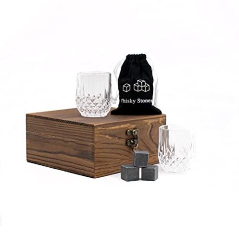 TRIXES Petit coffret cadeau de verres à whisky – Ensemble de dégustation de whisky – Verres à whisky Scotch – Coffret cadeau pour homme – Fête des pères, retraite, Saint-Valentin